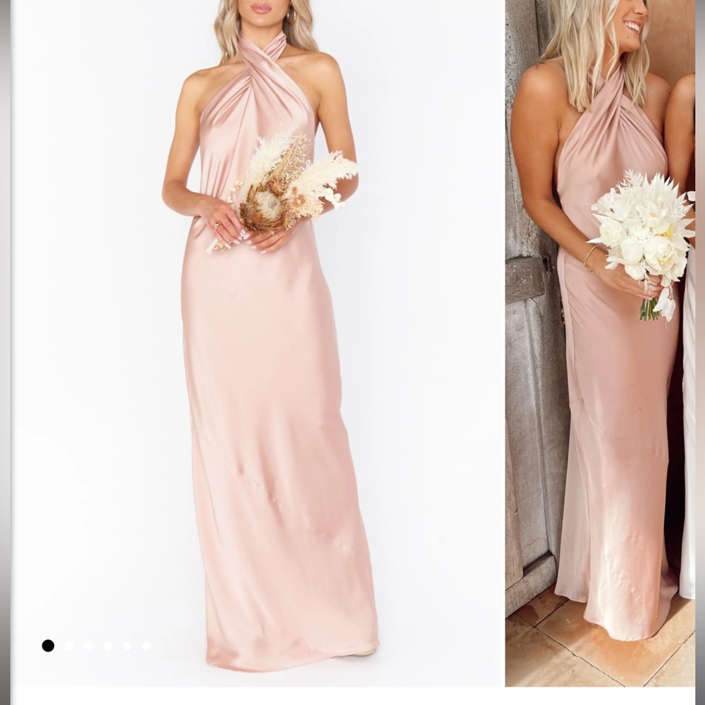 Show me your mumu dress- rose gold luxe satin